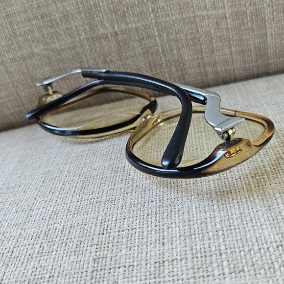 Vintage Women Eyeglasses Frame Eyewear Tan/Black Tone Glasses Frame only - Picture 7 of 10